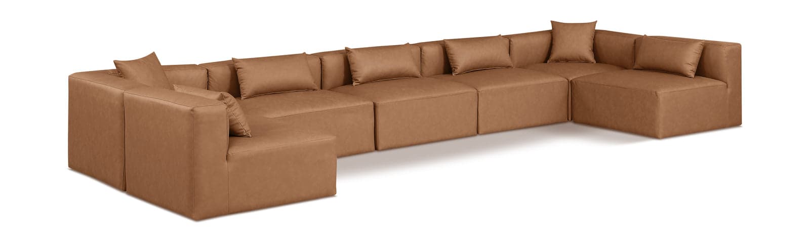 Farrah 180" Brown Vegan Leather Upholstered Sectional, 7-Piece — View 1 (1/3)