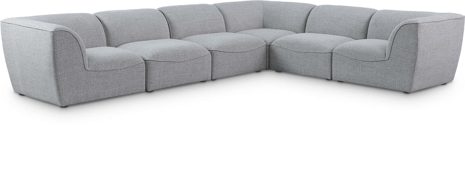 Greer 142" Grey Linen Textured Fabric Upholstered Sectional, 6-Piece (Style 2) — Vista 1 (1/3)