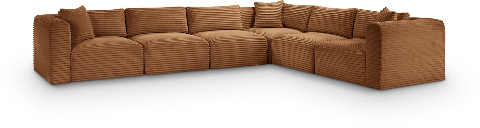 Faye 140" Saddle Corduroy Performance Fabric Upholstered Sectional, 6-Piece — View 1 (1/3)