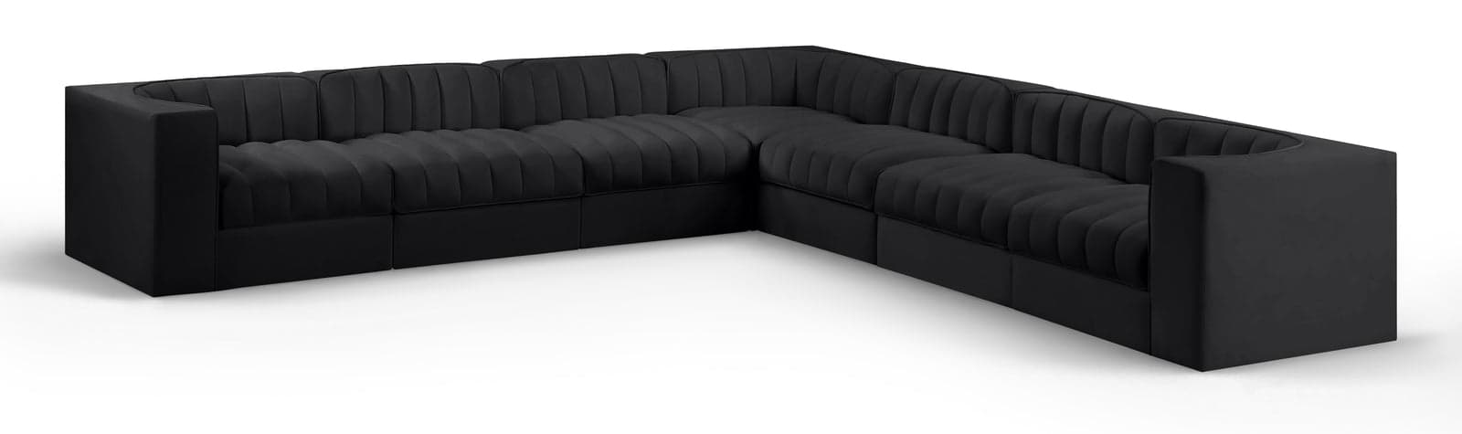 Talia Black Velvet Performance Fabric Upholstered Sectional, 7-Piece — Vista 1 (1/3)