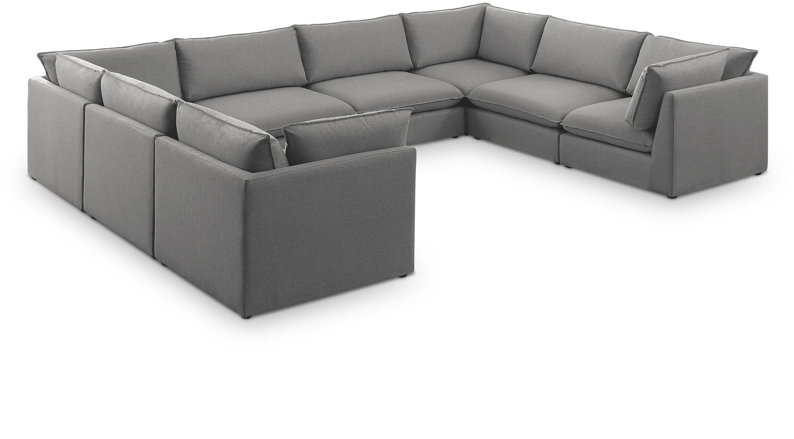 Linden 160" Grey Linen Textured Fabric Upholstered Sectional, 8-Piece — Vista 1 (1/3)