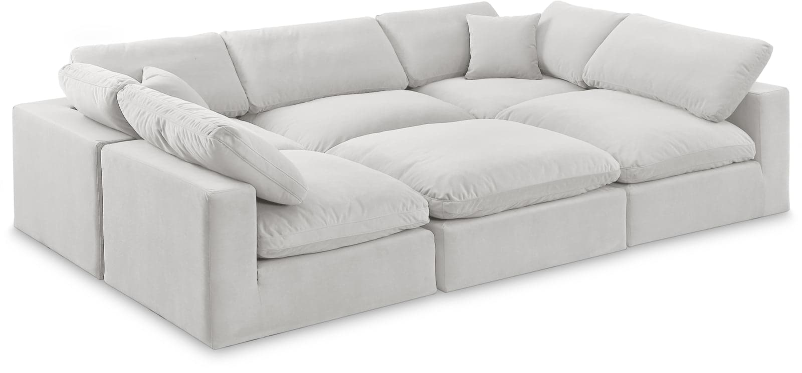 Farrah 119" Cream Velvet Upholstered Sectional, 6-Piece — Vista 1 (1/3)