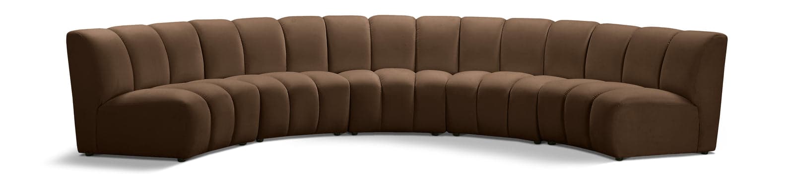 Isolde 167" Brown Velvet Upholstered Sectional, 5-Piece — View 1 (1/3)