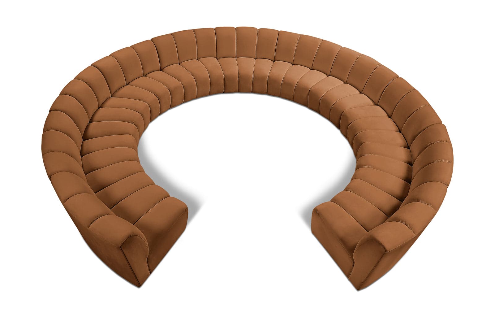 Isolde 183" Saddle Velvet Upholstered Sectional, 11-Piece — Vista 1 (1/3)