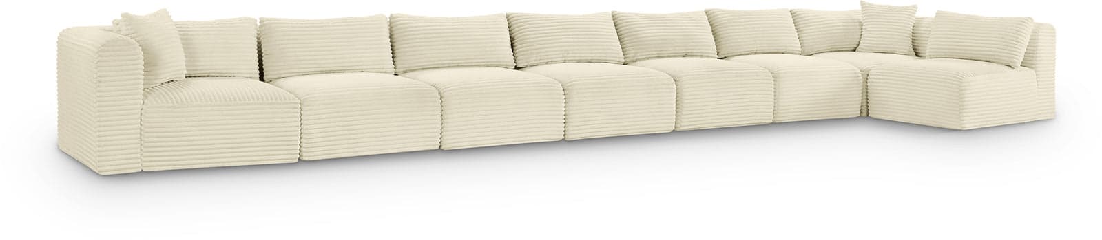 Faye 233" Cream Corduroy Performance Fabric Upholstered Sectional, 8-Piece — View 1 (1/3)