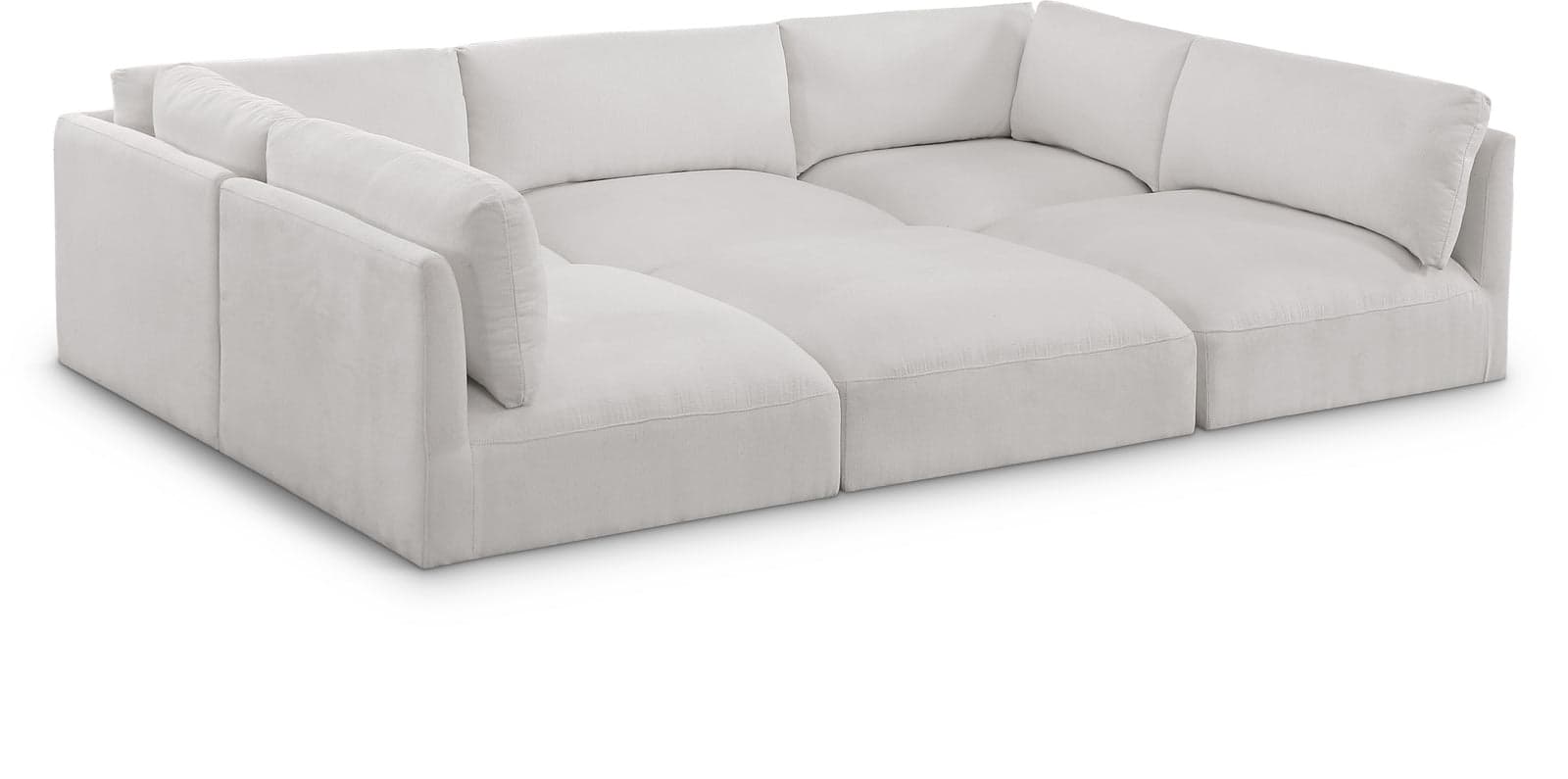 Hadley 114" Cream Fabric Upholstered Sectional, 6-Piece — Vista 1 (1/3)