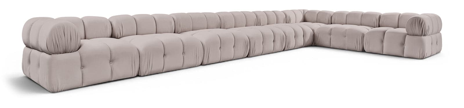 Camden Beige Velvet Performance Fabric Upholstered Sectional, 8-Piece (Style 2) — View 1 (1/3)