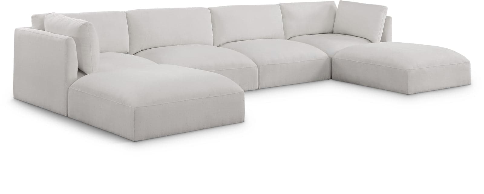 Hadley 152" Cream Fabric Upholstered Sectional, 6-Piece (Style 2) — View 1 (1/3)