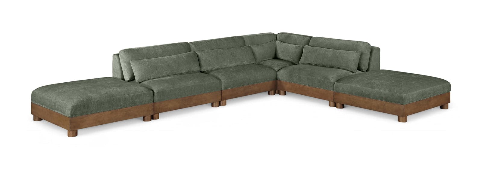 Kira 160" Green Chenille Fabric Upholstered Sectional, 6-Piece — Vista 1 (1/3)