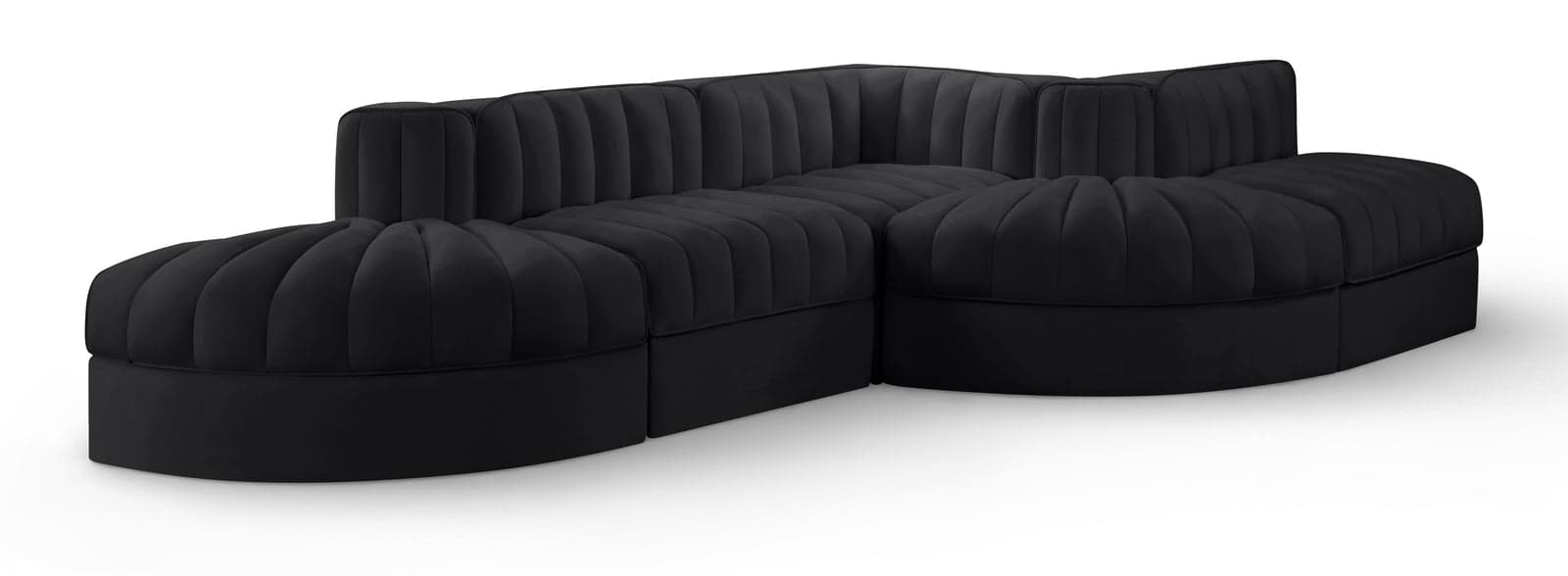 Talia Black Velvet Performance Fabric Upholstered Sectional, 5-Piece (Style 4) — View 1 (1/3)