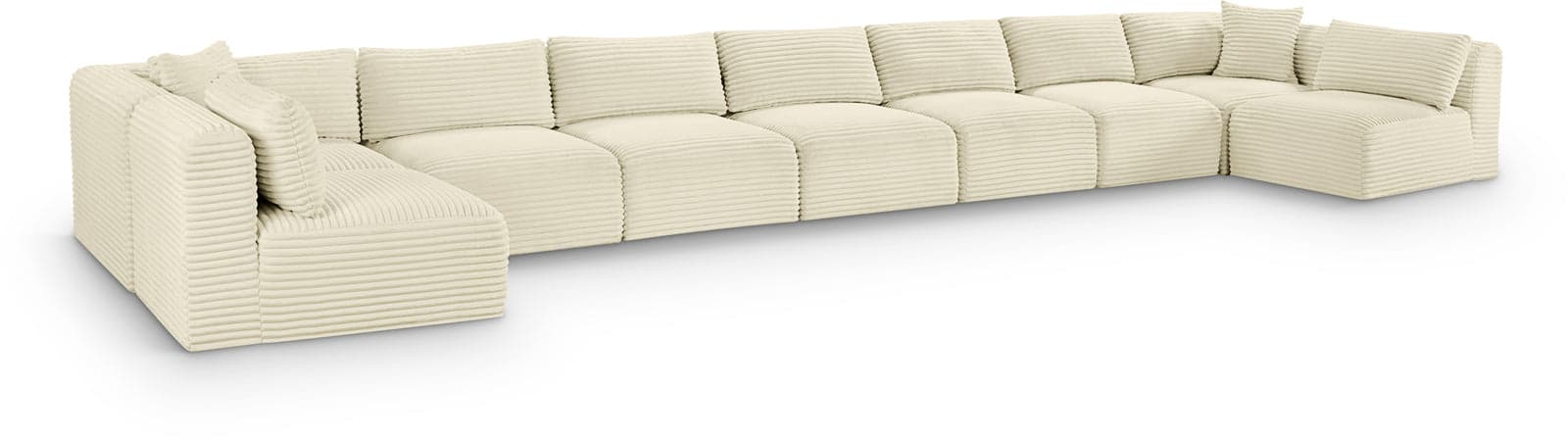 Faye 233" Cream Corduroy Performance Fabric Upholstered Sectional, 9-Piece — View 1 (1/3)