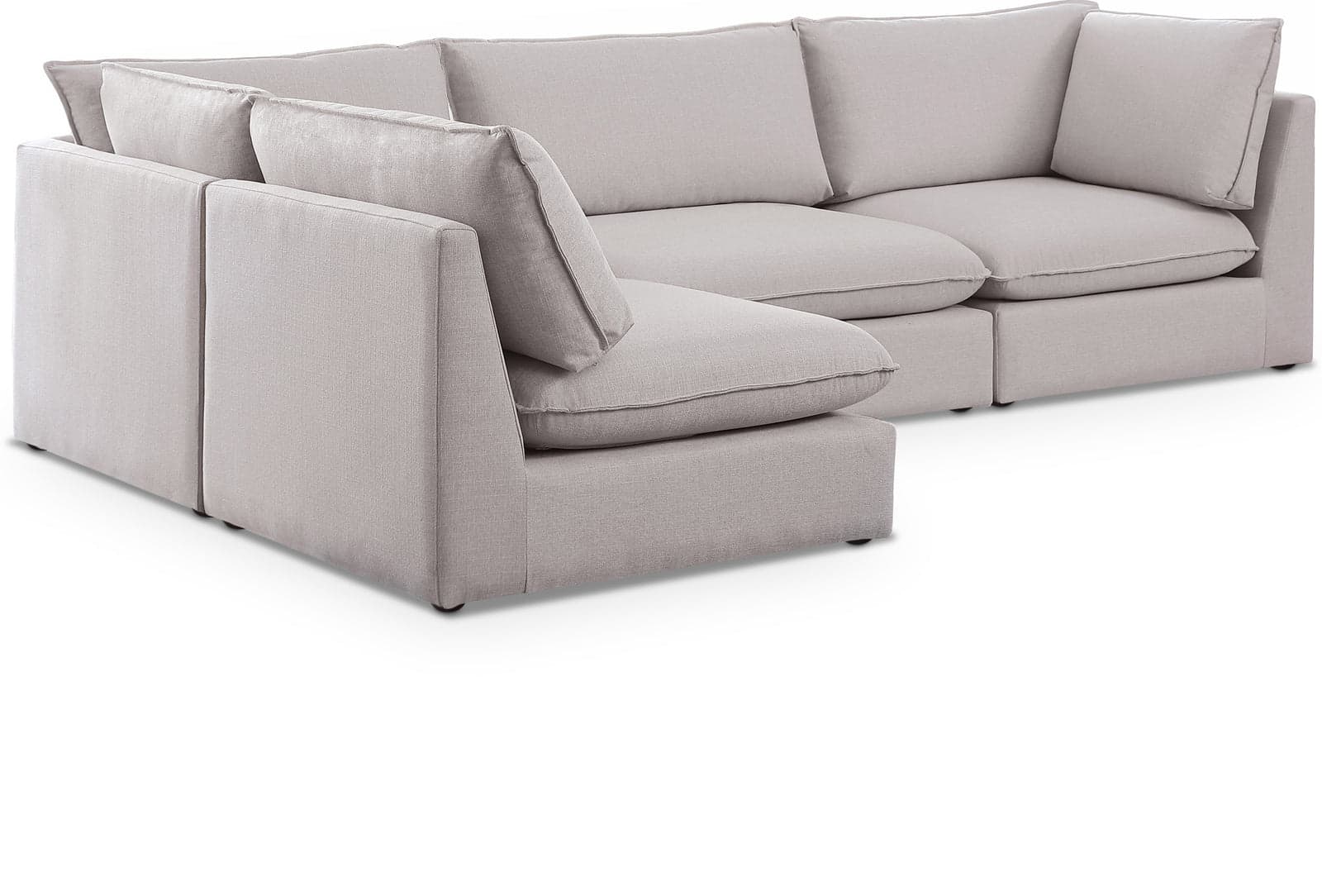 Linden 120" Beige Linen Textured Fabric Upholstered Sectional, 4-Piece — Vista 1 (1/3)