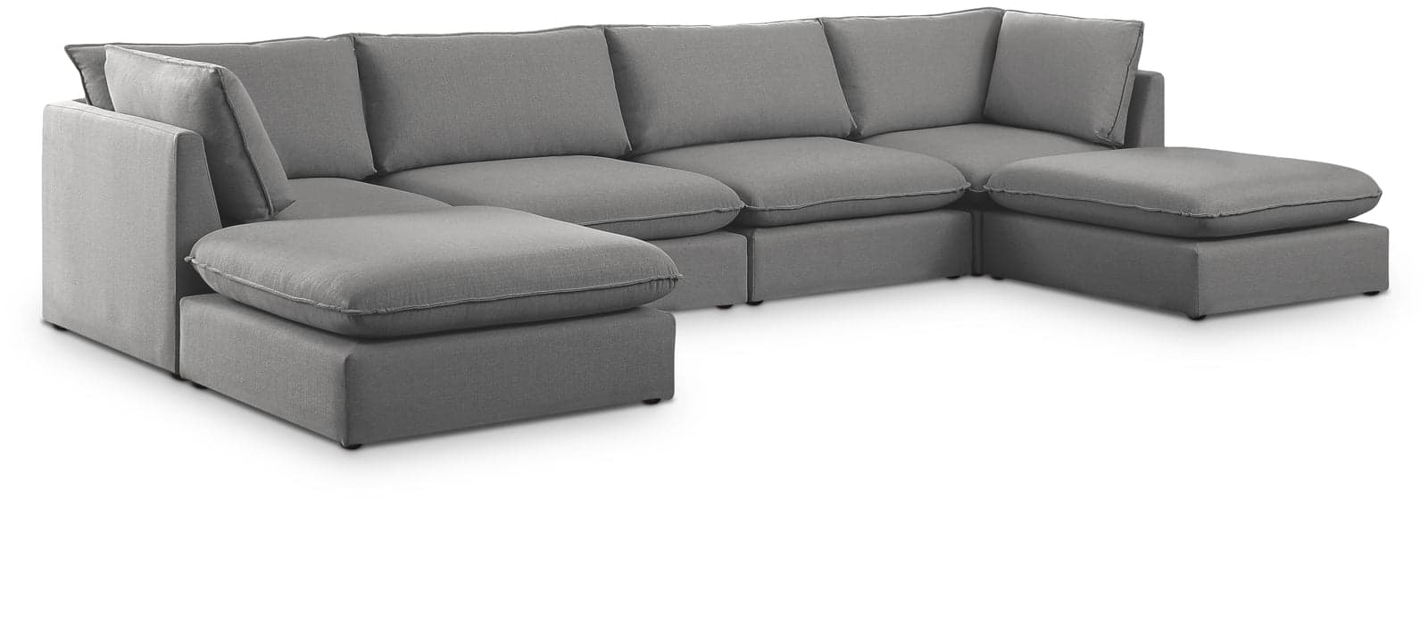 Linden 160" Grey Linen Textured Fabric Upholstered Sectional, 6-Piece (Style 2) — Vista 1 (1/3)